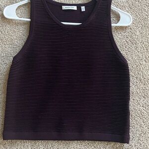 Aritzia Babaton Deep Purple Ribbed Tank Top cropped